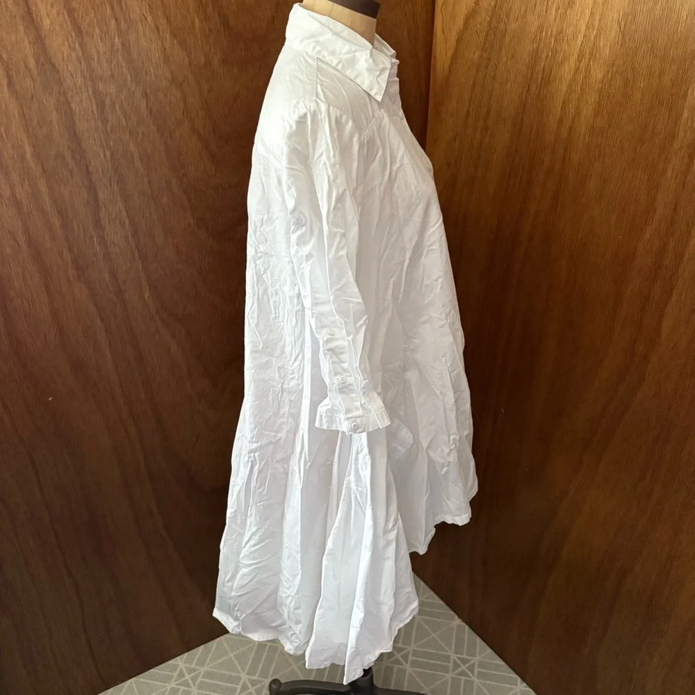 METROSTYLE sz S White Button down Fishtail High Low Shirt - Picture 6 of 8